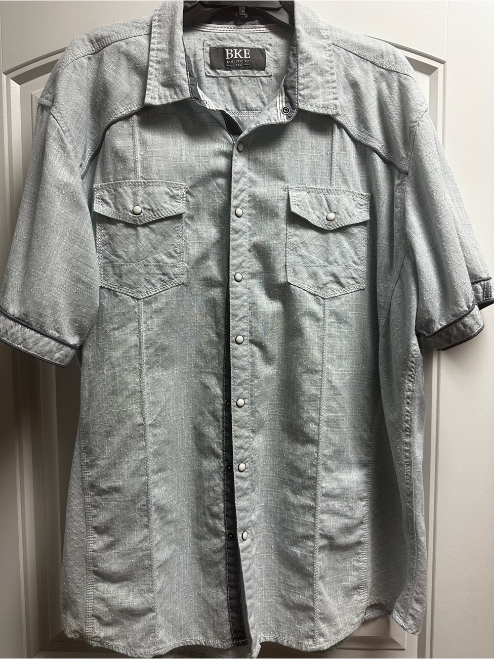 BKE Light Blue Short Sleeve Western Snap Shirt xxl
